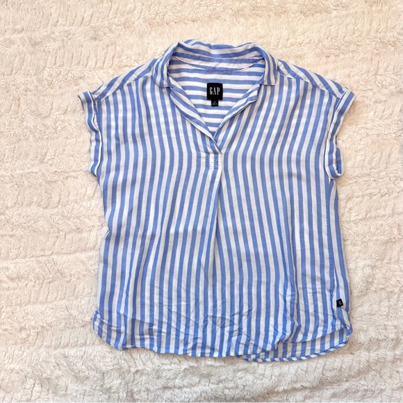 GAP Tops - GAP Women's Blue Striped blouse medium oversized spring capsule wardrobe piece